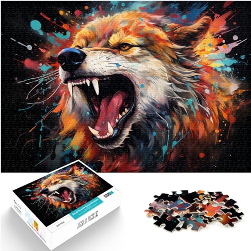 Puzzle-Geschenk, Fantasie-Farbmalerei, Wolf, Erwachsene, 1000 Teile, Puzzle aus Holz, schwierige und schwere Puzzles für Frauen und Männer (50 x 75 cm) von AITEXI