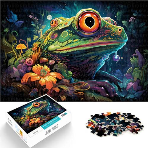 Puzzle-Geschenk, Fantasie-bunter Frosch, 500 Teile, Puzzle für Erwachsene, Geschenke, Holzpuzzle, Lernpuzzle, Familienspiel für und (38 x 52 cm) von AITEXI