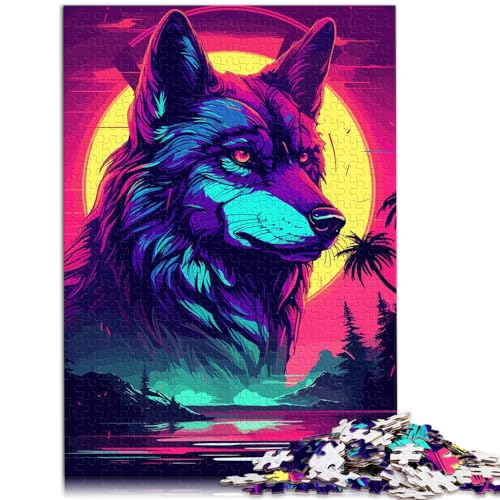 Puzzle-Geschenk, Wolf-Aquarell, 1000 Teile, Puzzle, Holzpuzzle, Spielzeug, Puzzle, Lernspiele, Stressabbau-Puzzle (50 x 75 cm) von AITEXI