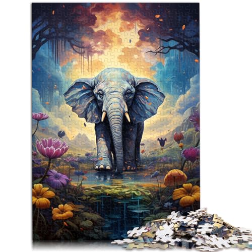 Puzzle-Geschenk, farbenfrohe Psychedelie süßer Elefanten, 1000-teiliges Puzzle, Holzpuzzle, Puzzles für Lernspiele, Herausforderungsspielzeug (50 x 75 cm) von AITEXI