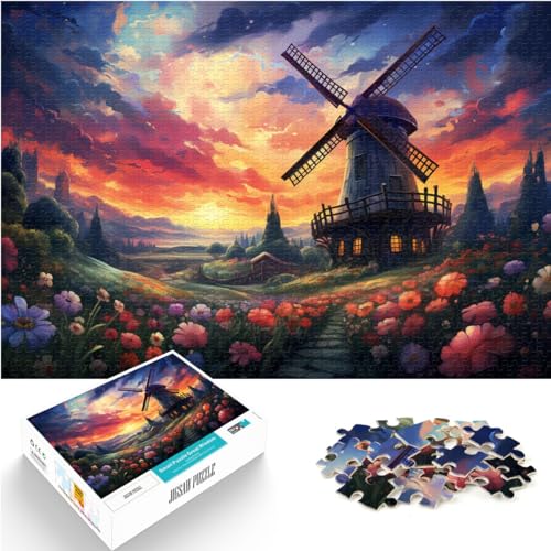 Puzzle-Geschenk, holländische Windmühlenlandschaft, 500 Teile, für Erwachsene, schwierige Puzzles, Holzpuzzle, Puzzles für Lernspiele, Herausforderungsspielzeug (38 x 52 cm) von AITEXI