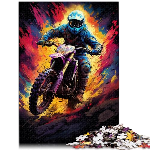 Puzzle-Geschenk: Die farbenfrohe Psychedelie der Geländemotorräder. Puzzle 1000 Teile, Holzpuzzle, pädagogisches Spielzeug zum Stressabbau (50 x 75 cm) von AITEXI