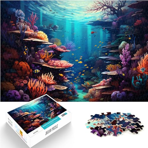 Puzzle Lernspiele Fantasie Bunte Unterwasserwelt 500 Puzzles für Erwachsene 500 Teile Holzpuzzle Lustige Familienpuzzles für (38x52cm) von AITEXI