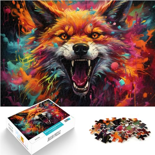 Puzzle Puzzle Grumpy Fox Puzzles für Erwachsene 1000 Puzzles Holzpuzzle Familienspiel Stressabbau Schwieriges Herausforderungspuzzle （50x75cm） von AITEXI