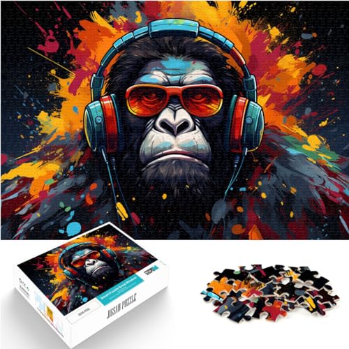 Puzzle | Puzzle Orang-Utan hört Musik Puzzle 1000 Teile Holzpuzzle ganze Familie und Dieses （50x75cm） von AITEXI