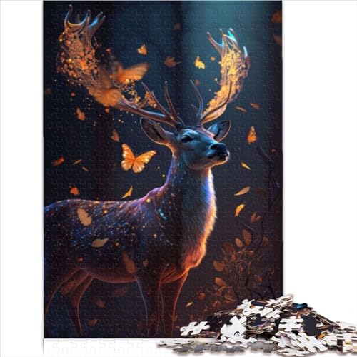 Puzzle | Puzzles Magic Butterfly Deer Dream Puzzles 1000 Teile für Erwachsene Holzpuzzle für Erwachsene und Kinder ab 14 Jahren, tolles (50 x 75 cm) von AITEXI