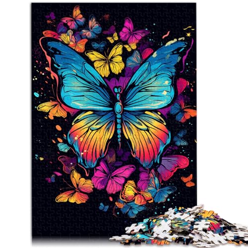 Puzzle | Puzzles Psychedelischer bunter Schmetterling Puzzle 1000 Teile Puzzle für Erwachsene Holzpuzzle Einzigartige Geburtstags (50x75cm) von AITEXI