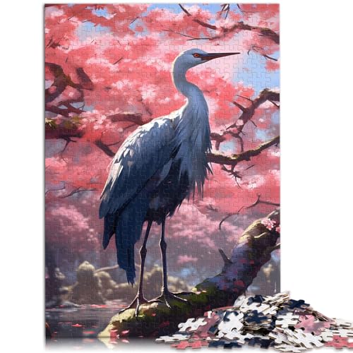 Puzzle Serene Sakura Crane Puzzle 1000 Teile Holzpuzzle Lernspielzeug Familienspiele Weihnachtsgeburtstagsgeschenke (50x75cm) von AITEXI