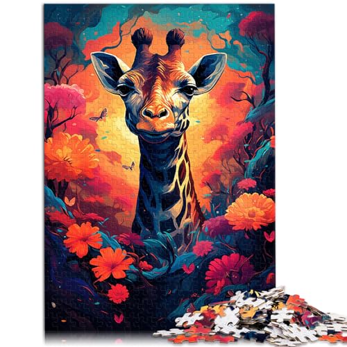 Puzzle-Spiele, farbenfrohe psychedelische magische Giraffe, 500 Teile, Puzzle aus Holz für Erwachsene, Lernspiele, Heimdekorationspuzzle (38 x 52 cm) von AITEXI