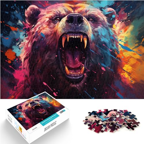 Puzzle-Spiele, geheimnisvoller Bär für Erwachsene, 1000 Teile Puzzle, Holzpuzzle, Wanddekoration, einzigartige Geburtstags (50 x 75 cm) von AITEXI