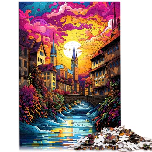 Puzzle Zürich Altstadt Puzzle für Erwachsene 1000 Teile Holzpuzzle Familienaktivität Puzzle Lernspiele (50x75cm) von AITEXI