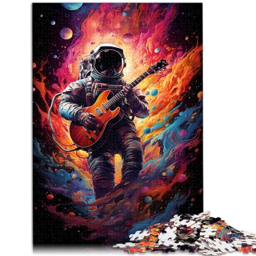 Puzzle für Astronauten, der im Weltraum Gitarre spielt, für Erwachsene, 300-teiliges Puzzle, schwieriges Holzpuzzle für Frauen und Männer (26 x 38 cm) von AITEXI