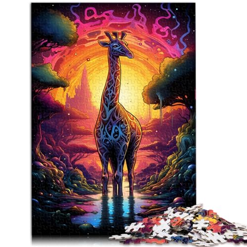 Puzzle für Bunte Giraffe, 300 Teile, Puzzle, Holzpuzzle, Spielzeug, Puzzle, Lernspiele, Stressabbau-Puzzle (26 x 38 cm) von AITEXI