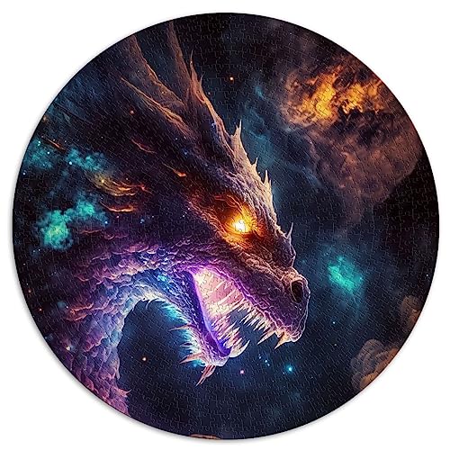 Puzzle für Erwachsene, 1000-teiliges Puzzle, rundes Puzzle „The Rainbow Elder Dragon“, 100% recycelter Karton, 67,5 x 67,5 cm von AITEXI