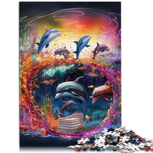 Puzzle für Erwachsene, Kunst-Delfin, 500 Teile, Holzpuzzle, Lernspielzeug, Familienspiele, Weihnachts- und Geburtstagsgeschenke (38 x 52 cm) von AITEXI
