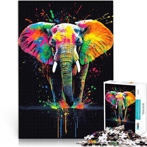 Puzzle für Erwachsene mit 1000 Teilen Stressabbau-Spielzeug Bunter Elefantenspritzer einzigartiges Herausforderungsspiel52x38cm Puzzle für Erwachsene mit 1000 Teilen Stressabbau-Spielzeug Bunter Elefantenspritzer einzigartiges Herausforderungsspiel52x38cm von AITEXI
