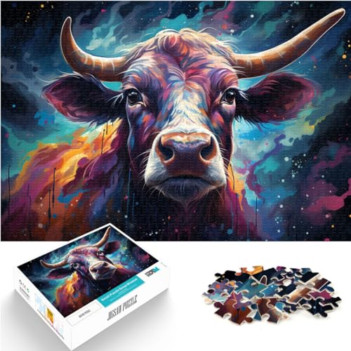 Puzzle für Fantasie, Bunte Kuh, 1000 Teile, Puzzle, Holzpuzzle, Geburtstagsgeschenk, Geschenke für oder, Wandkunst (50 x 75 cm) von AITEXI