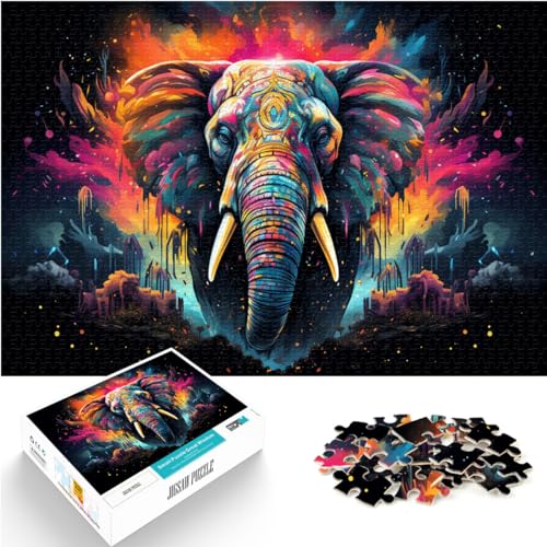 Puzzle für Fantasie, bunter Elefant, 500 Puzzles für Erwachsene, 500 Teile, Holzpuzzle, Puzzle, praktisches Spiel, Familiendekoration (38 x 52 cm) von AITEXI