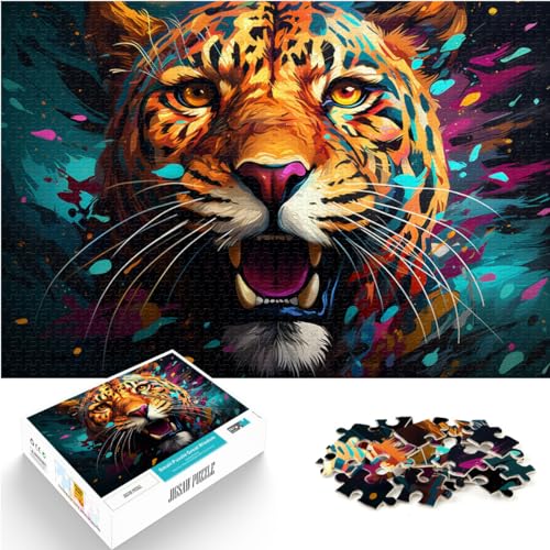Puzzle für Fantasy-Art-Leoparden-Puzzle, 500 Teile, für Erwachsene, Holzpuzzle mit vollständig ineinander greifenden und zufällig geformten Teilen (38 x 52 cm) von AITEXI