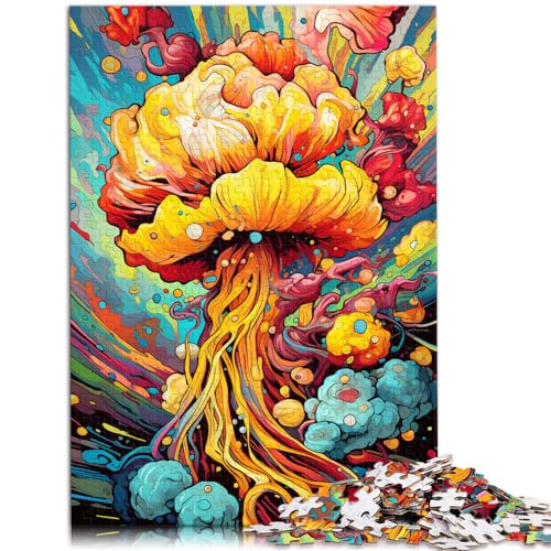 Puzzle für Gelbe, farbenfrohe, psychedelische Rassel, 500 Puzzles für Erwachsene, Holzpuzzle, Familienaktivitätspuzzle (38 x 52 cm) von AITEXI