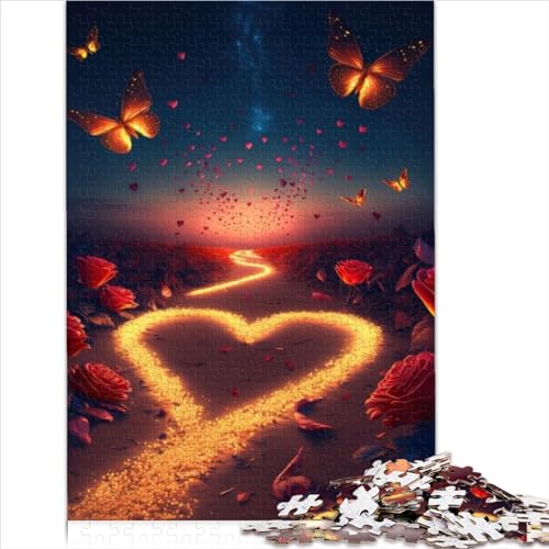 Puzzle für Kinder, Herz am Strand, Puzzle für Erwachsene, 1000 Holzpuzzle für Erwachsene und Kinder ab 12 Jahren, Denksportaufgaben für Erwachsene (50 x 75 cm) von AITEXI