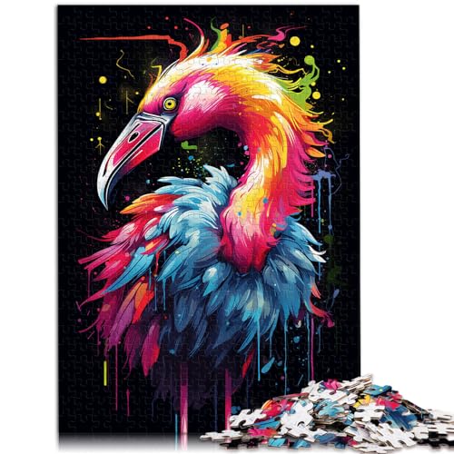 Puzzle für Psychedelic Flamingo, 1000-teiliges Puzzle für Erwachsene, Holzpuzzle, Spielzeugpuzzle, Lernspiele, Stressabbau-Puzzle (50 x 75 cm) von AITEXI