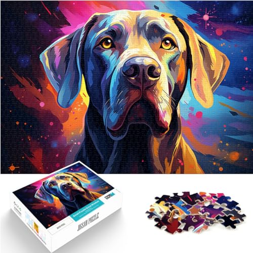Puzzle für Puzzle, farbenfrohe psychedelische Deutsche Dogge, 500 Teile für Erwachsene, schwieriges Puzzle, Holzpuzzle, Spielzeug, Denkspiel (38 x 52 cm) von AITEXI