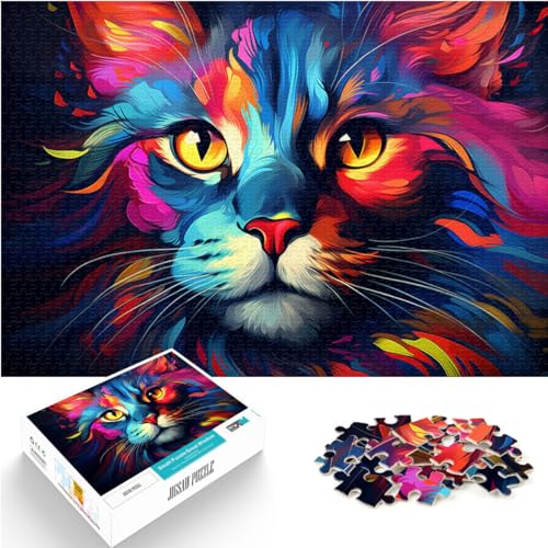 Puzzle für Puzzle Fantasie-Farbkatze Puzzle 1000 Teile für Erwachsene Holzpuzzle Familienaktivität Puzzle Lernspiele (50x75cm) von AITEXI