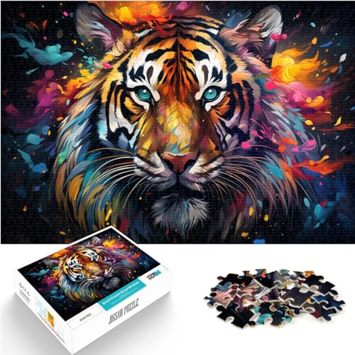 Puzzle für buntes Tigergesicht, 1000 Teile, Holzpuzzle, Familienaktivität, Puzzle, Lernspiele (50 x 75 cm) von AITEXI