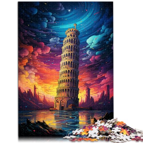 Puzzle für den Schiefen Turm von Pisa, Italien, 1000-teiliges Puzzle für Erwachsene, Holzpuzzle, Lernpuzzlespiel für Geburtstag, Weihnachten (50 x 75 cm) von AITEXI