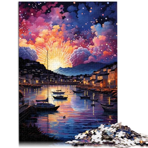 Puzzle für die farbenfrohe Psychedelie des Hafens von Dubrovnik, 1000 Teile Puzzle, Holzpuzzle, Lernspiele, Heimdekorationspuzzle (50 x 75 cm) von AITEXI