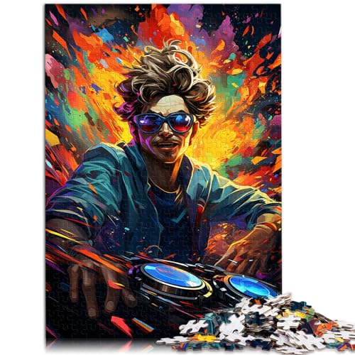 Puzzle für farbenfrohe Psychedelia von Neon DJ. Puzzle für Erwachsene, 1000 Teile, Holzpuzzle, Heimdekorationspuzzle (50 x 75 cm) von AITEXI