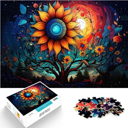 Puzzle für farbenfrohe Sternenhimmel-Sonnenblumen, 300 Teile, Puzzle für Erwachsene, Geschenke, Holzpuzzle, Staycation, Zeitvertreib (26 x 38 cm) von AITEXI