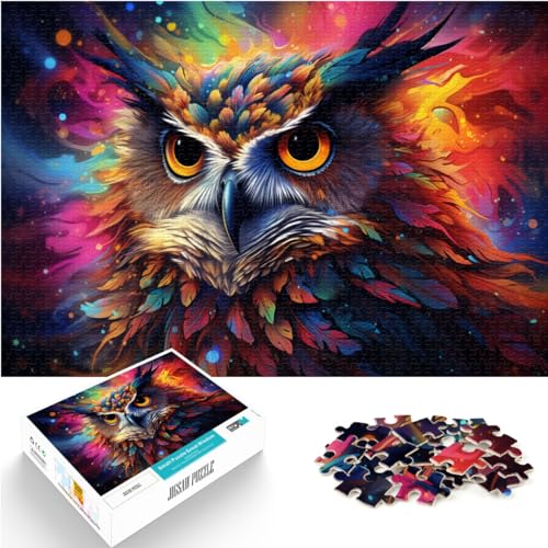 Puzzle für farbenfrohe seltsame Eule und das Puzzle 1000 Teile für Erwachsene, Holzpuzzle für anspruchsvolles Puzzlespiel und Familienspiel (50 x 75 cm) von AITEXI