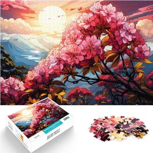 Puzzle für rosa Blume, lustige Puzzles für Erwachsene, 1000-teiliges Holzpuzzle, Lernspiele, Heimdekorationspuzzle (50 x 75 cm) von AITEXI