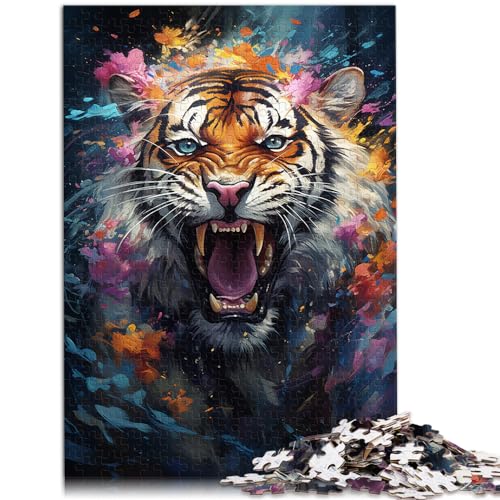 Puzzle mit Sternenhimmel-Malerei, Tiger, 1000-teiliges Puzzle für Erwachsene, Holzpuzzle, anspruchsvoll, Aber unterhaltsam und humorvoll (50 x 75 cm) von AITEXI