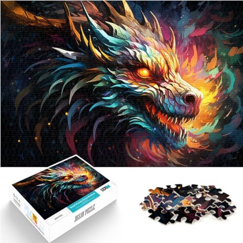 Puzzle zum Ausmalen, Fantasy-Kunst-Drache, 1000 Teile, Puzzle für Erwachsene, Puzzle aus Holz, Lernpuzzle, Familienspiel für und (50 x 75 cm) von AITEXI