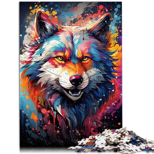 Puzzle zum Ausmalen, Farbiger Wolf, für Erwachsene, 1000 Teile, Puzzle-Geschenke, Holzpuzzle ganze Familie und das (50 x 75 cm) von AITEXI