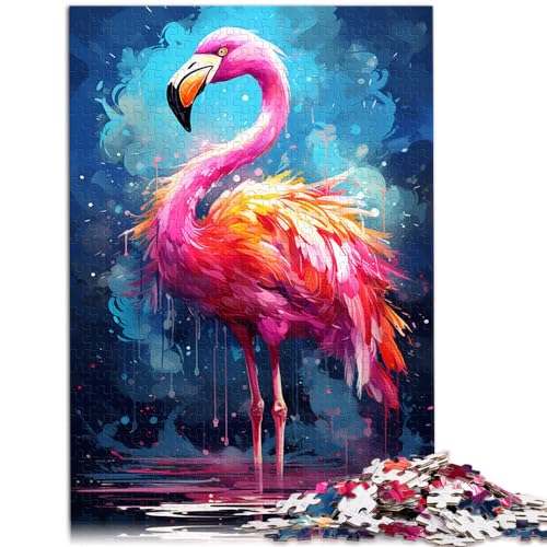 Puzzle zum Ausmalen, Flamingo und das Puzzle, 1000 Teile, für Erwachsene, Holzpuzzle, einzigartige Geburtstags (50 x 75 cm) von AITEXI
