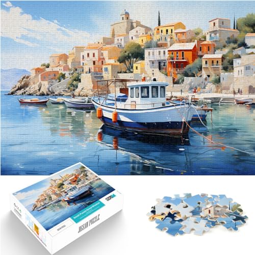 Puzzle zum Ausmalen, Heiliger Holzhafen in Griechenland, Puzzle 300 Teile, Holzpuzzle, Familienaktivität, Puzzle, Lernspiele (26 x 38 cm) von AITEXI