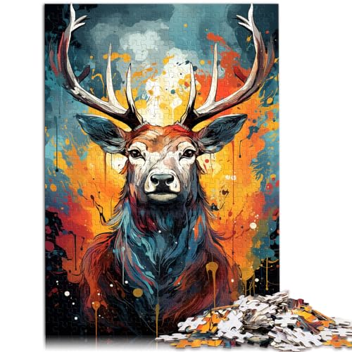 Puzzle zum Ausmalen, Hirsch, 1000-teiliges Puzzle für Erwachsene, Holzpuzzle, Lernspiele, Heimdekorationspuzzle (50 x 75 cm) von AITEXI