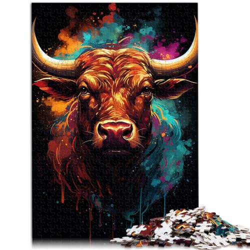 Puzzle zum Ausmalen, Kuh, für Erwachsene, 1000 Teile, Puzzle-Geschenke, Holzpuzzle, entspannendes geistiges Lernspielzeug (50 x 75 cm) von AITEXI