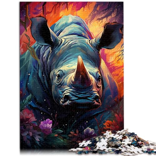 Puzzle zum Ausmalen, Nashorn, 1000 Teile, Holzpuzzle, Spielzeug, Puzzle, Lernspiele, Stressabbau-Puzzle (50 x 75 cm) von AITEXI