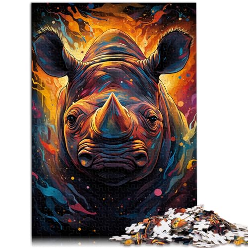 Puzzle zum Ausmalen, Nashorn, 1000 Teile, Puzzle für Erwachsene, Holzpuzzle, Familienaktivität, Puzzle, Lernspiele (50 x 75 cm) von AITEXI