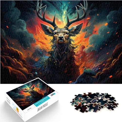 Puzzle zum Ausmalen, Sikahirsch, 1000 Teile, für Erwachsene, Holzpuzzle, interessantes Puzzle zur Stressreduzierung (50 x 75 cm) von AITEXI