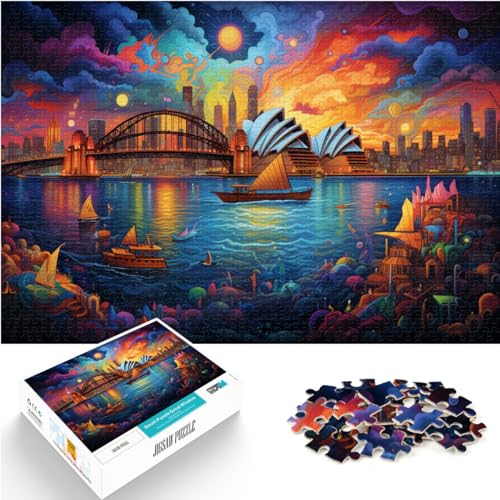 Puzzle zum Ausmalen, Sydney Opera House und Hafen, schwierige, anspruchsvolle Puzzles, 1000-teiliges Holzpuzzle, Denksportaufgaben für (50 x 75 cm) von AITEXI