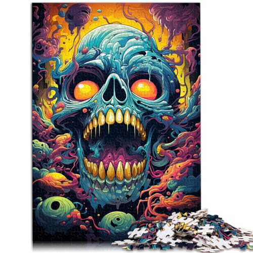 Puzzle zum Ausmalen, Totenkopf, 1000 Puzzleteile für Erwachsene, Holzpuzzle, Wanddekoration, einzigartige Geburtstags (50 x 75 cm) von AITEXI