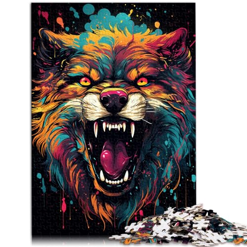 Puzzle zum Ausmalen, Wolf für Erwachsene, 500-teiliges Puzzle, Holzpuzzle, Lernspiele, Heimdekorationspuzzle. (38 x 52 cm) von AITEXI