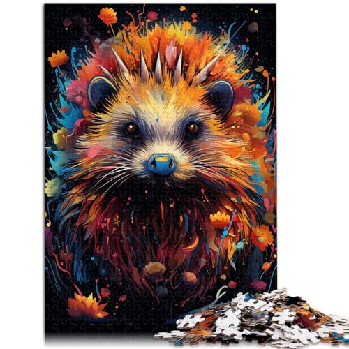 Puzzle zum Ausmalen, buntes Igel-Puzzle | Puzzle 1000 Teile für Erwachsene, Holzpuzzle-Spielspielzeug für die ganze Familie, Puzzle-Geschenk (50 x 75 cm) von AITEXI