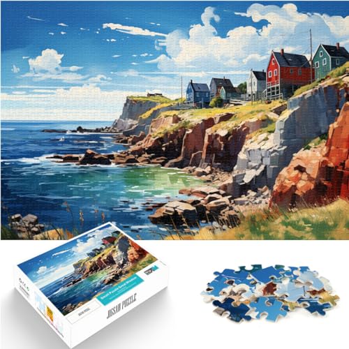 Puzzle zum Ausmalen, dänische Küste, Puzzle für Erwachsene und Kinder, 1000-teiliges Holzpuzzle für anspruchsvolle Puzzlespiele und Familienspiele (50 x 75 cm) von AITEXI